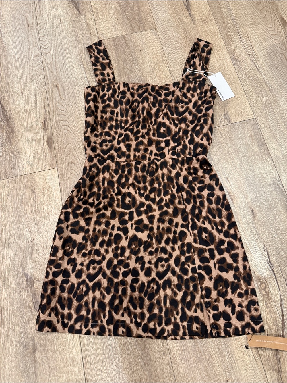 Reformation Leopard Print Square Neck Mini Dress - Brown/Black